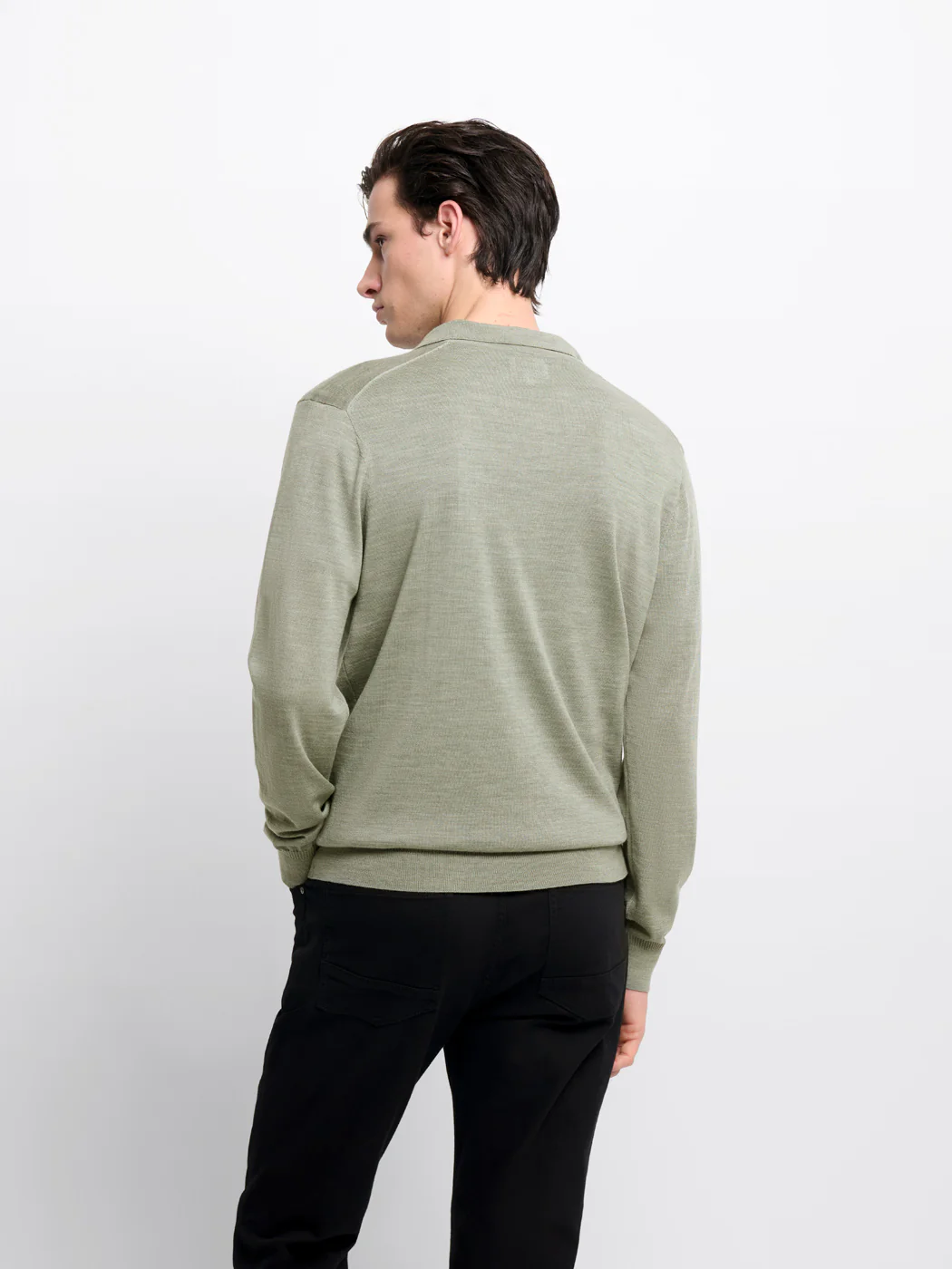 Pull col polo boutonné en laine Mérinos - Image 2