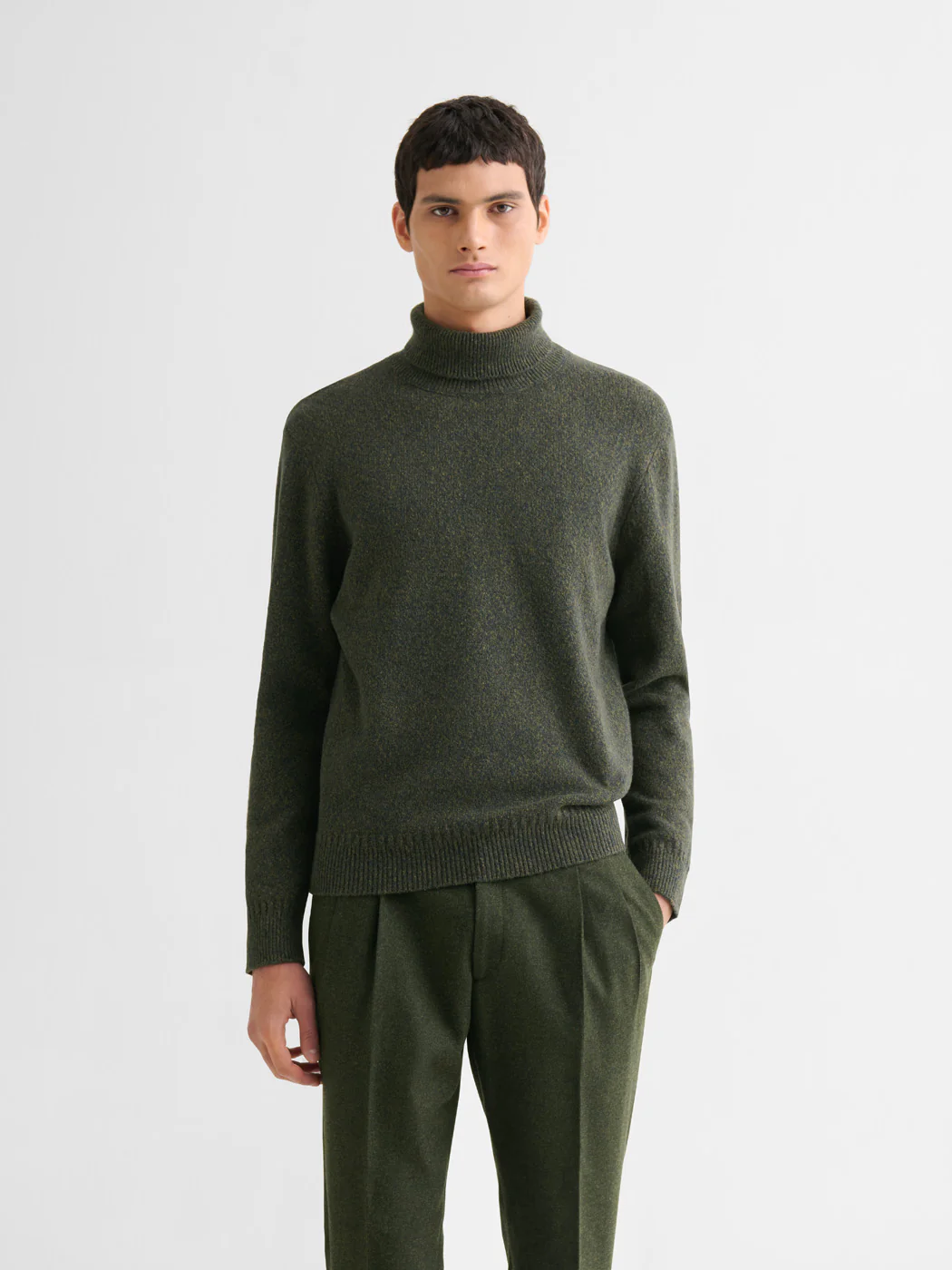 Pull col roulé jersey chiné