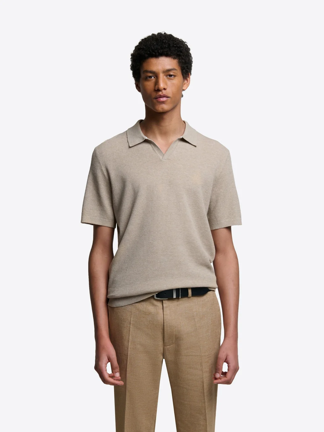 Polo maille col ouvert en coton bio