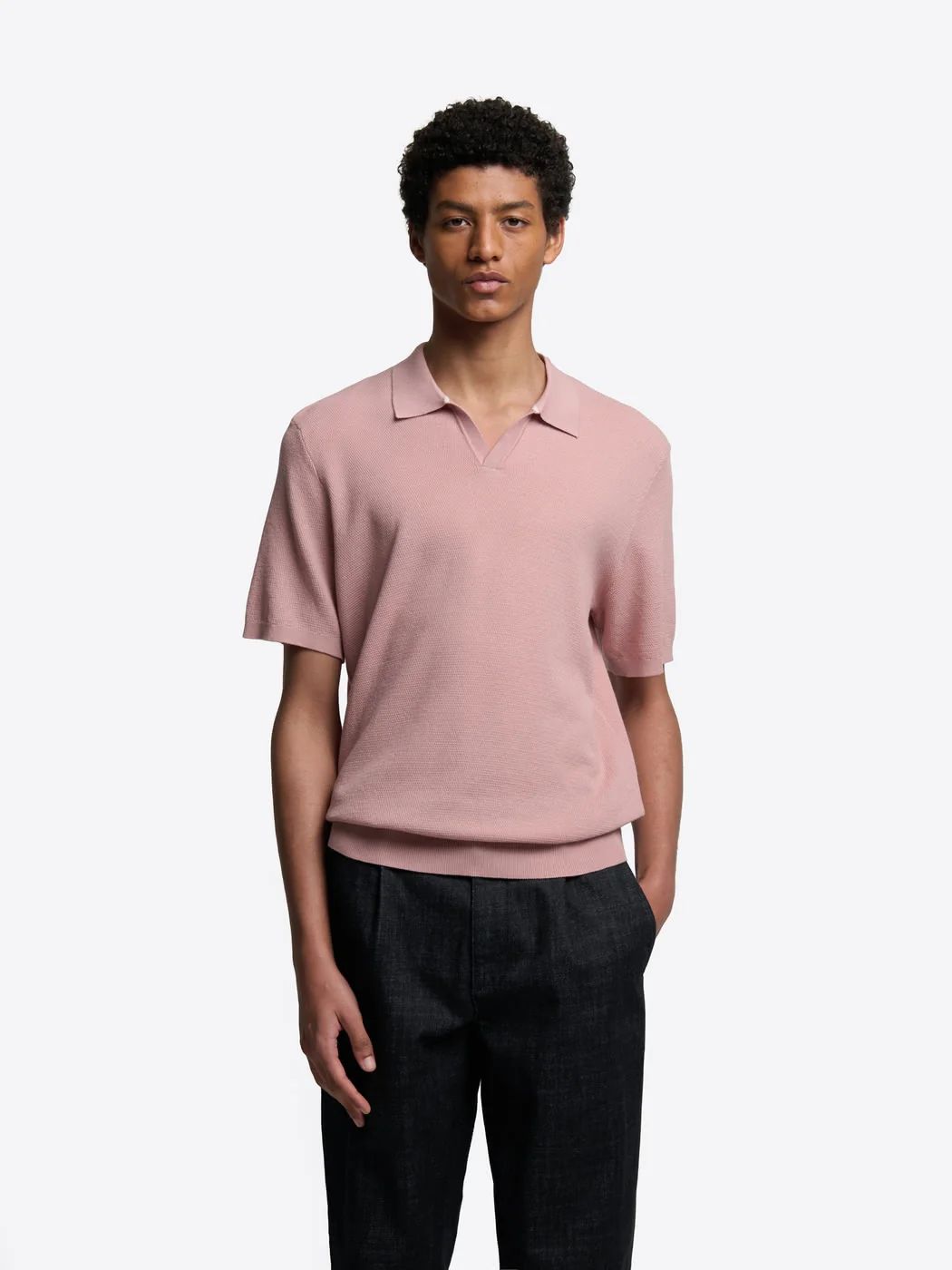 Polo maille col ouvert en coton bio