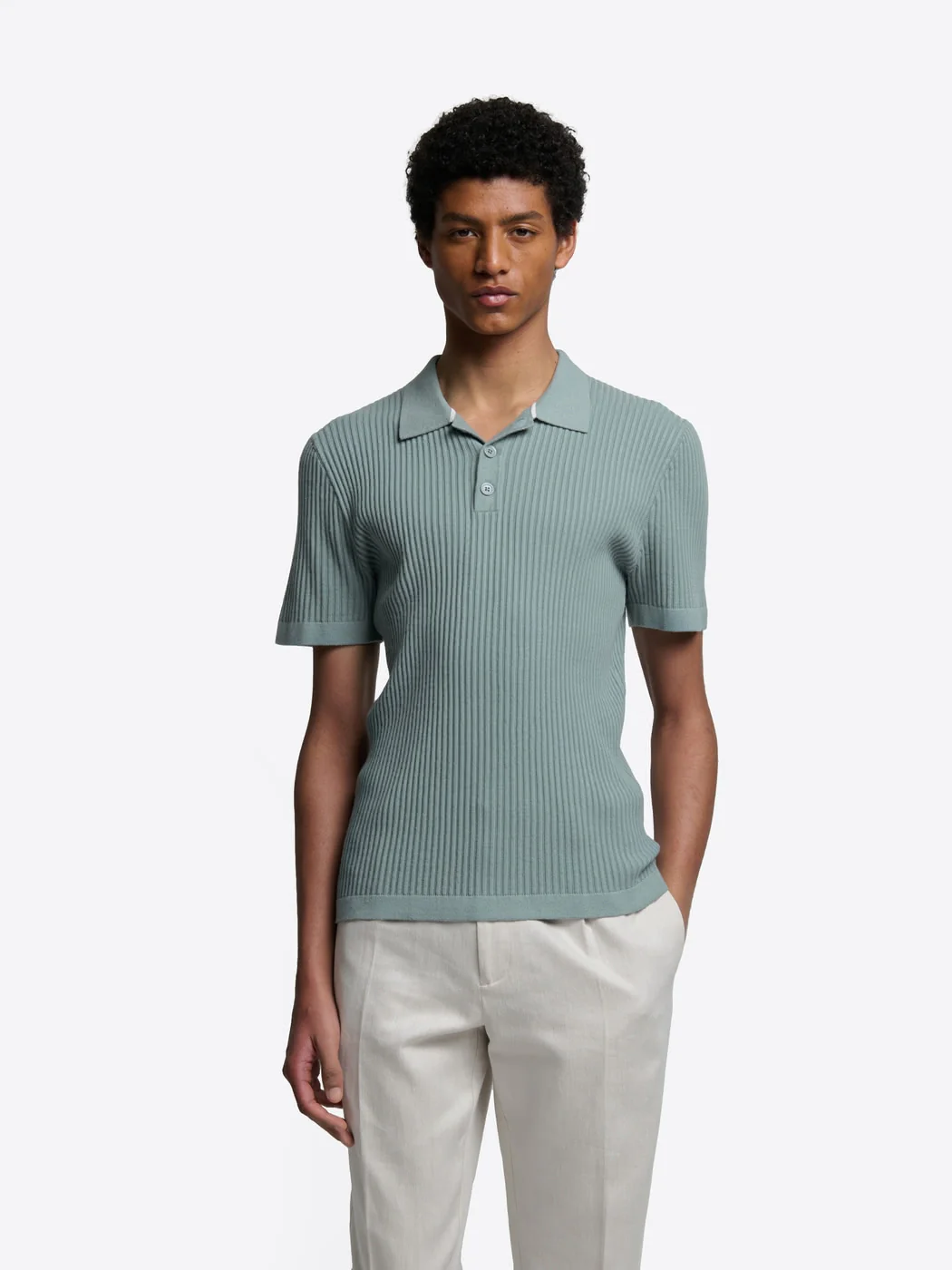 Polo maille boutonné en coton