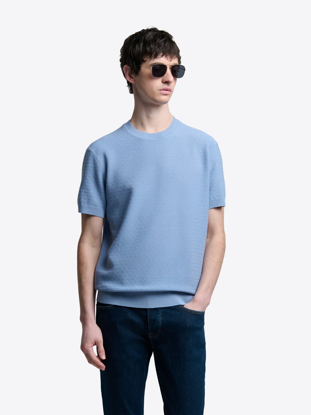 T-shirt maille col rond en coton