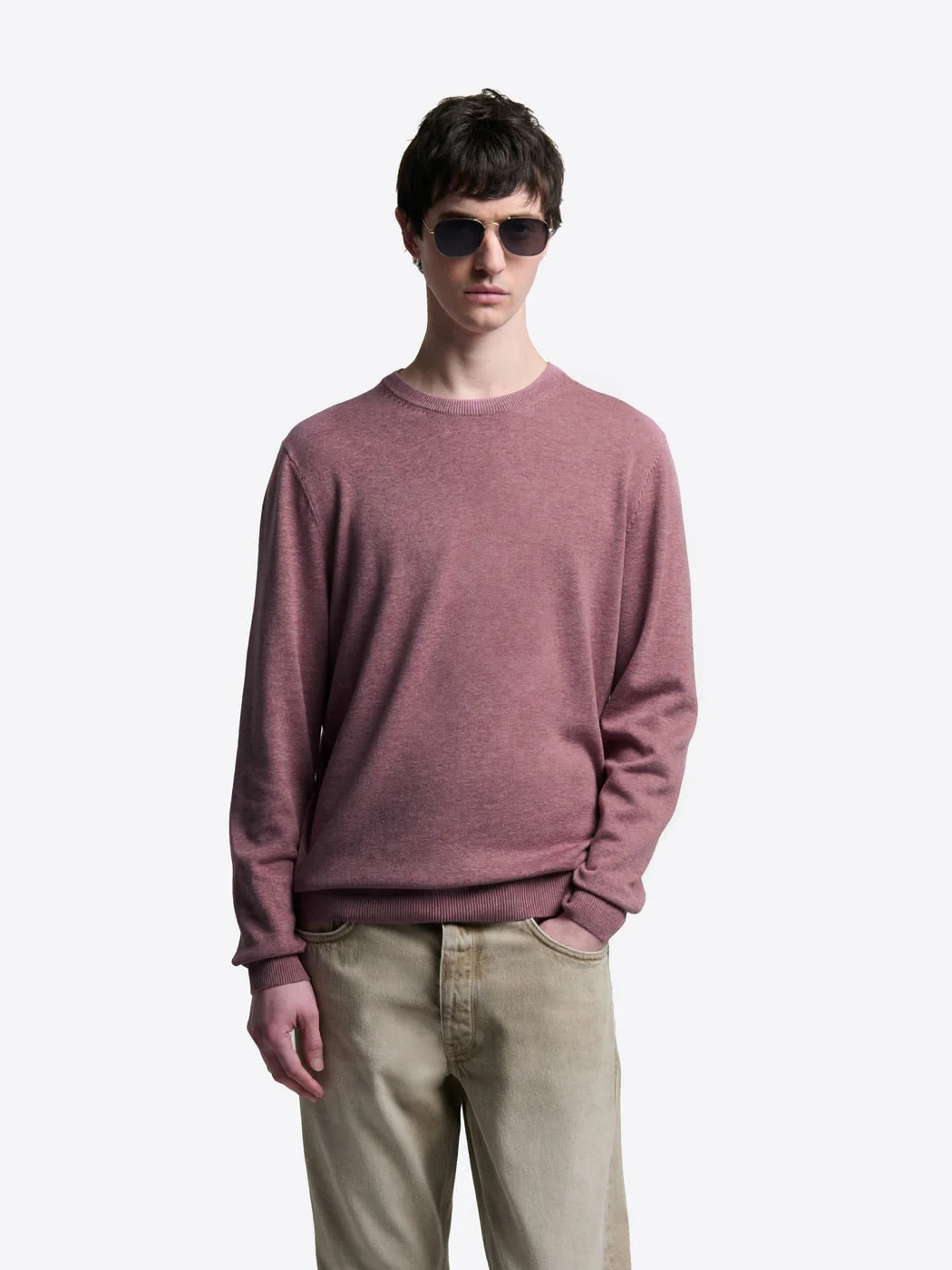 Pull col rond en coton bio