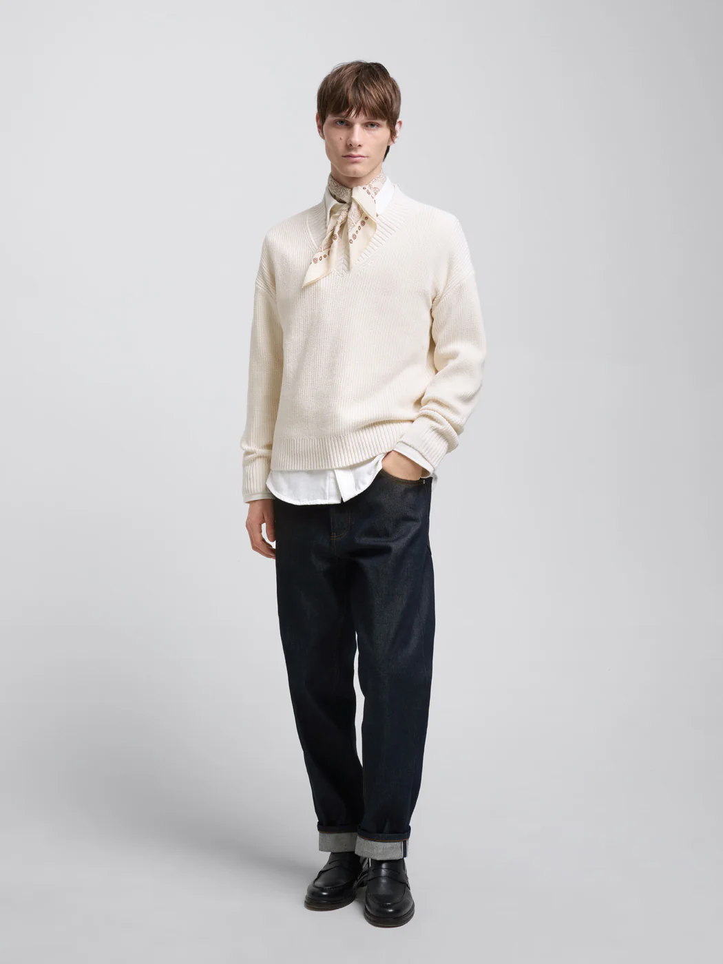 Pull col V en maille perlée - L'atelier - Image 4