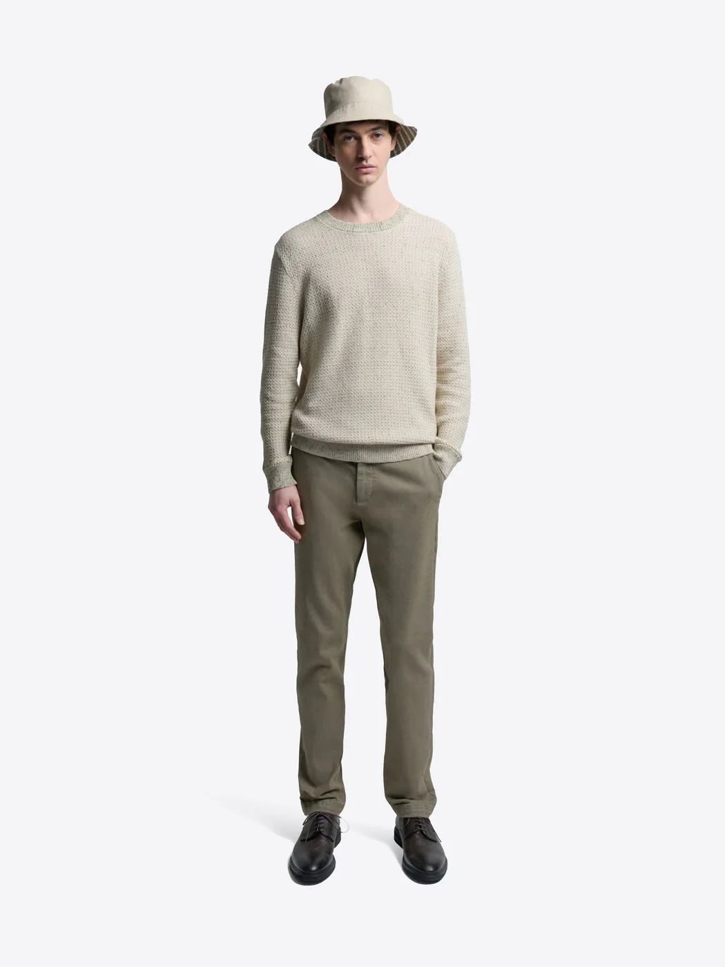 Chino slim en coton taille élastique