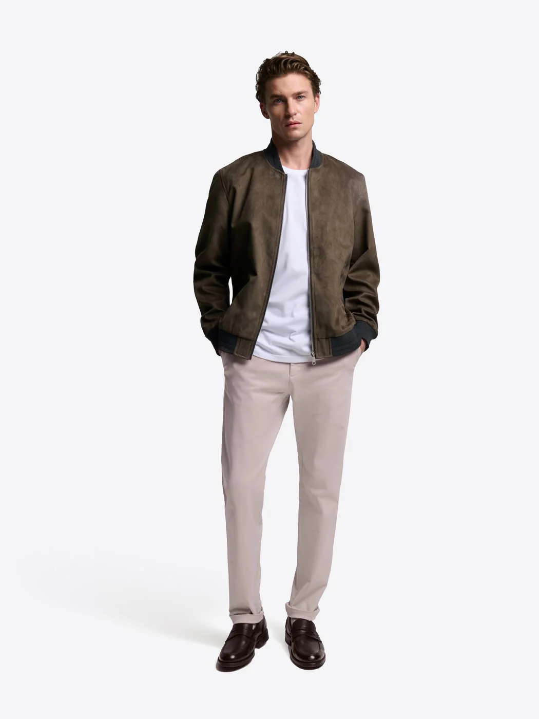 Chino slim en coton mélangé