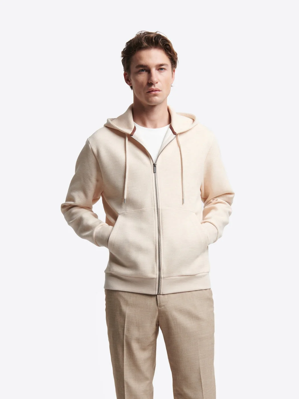 Sweat à capuche en coton chiné