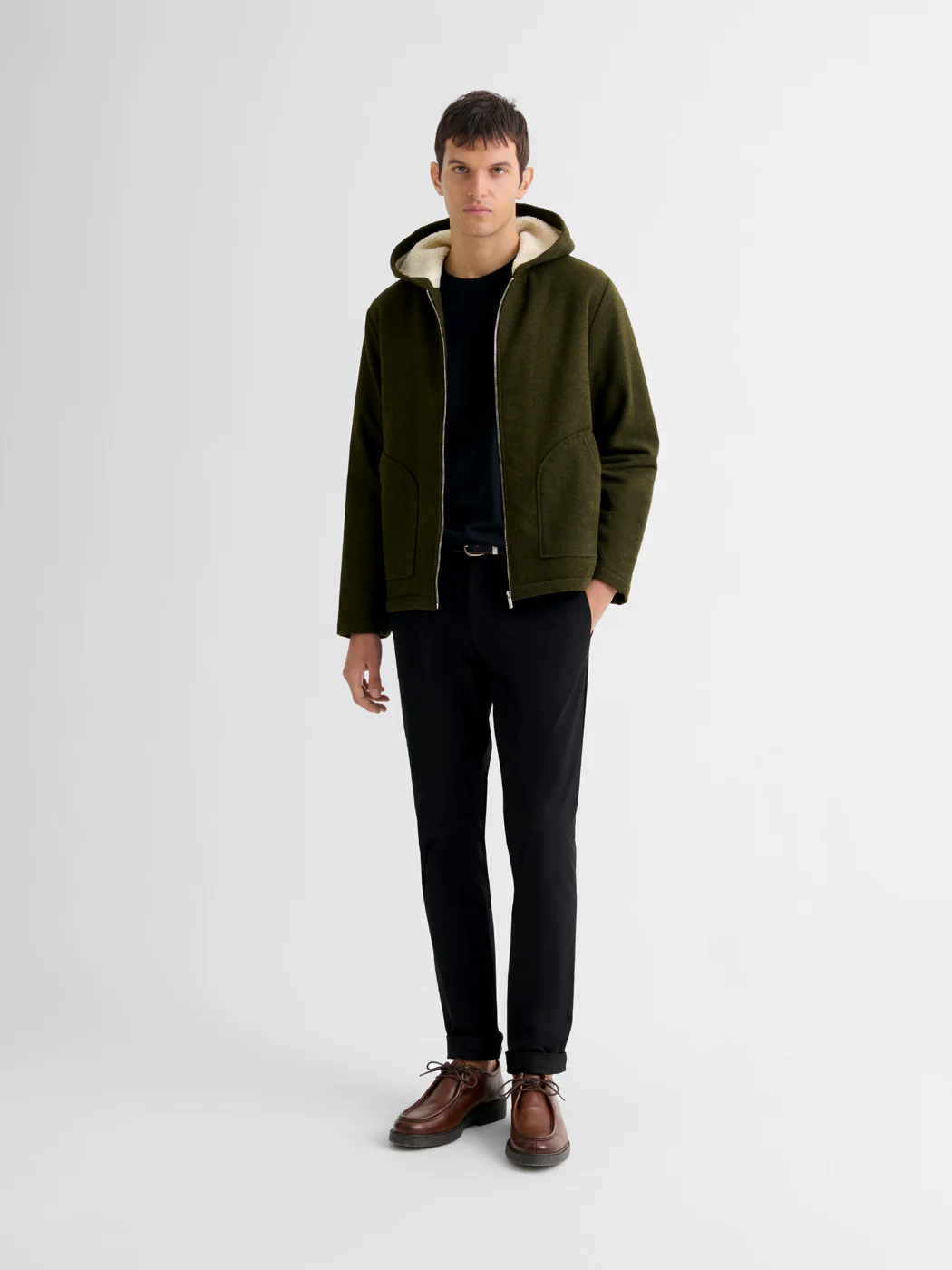Blouson zippé à capuche en sherpa - Image 4