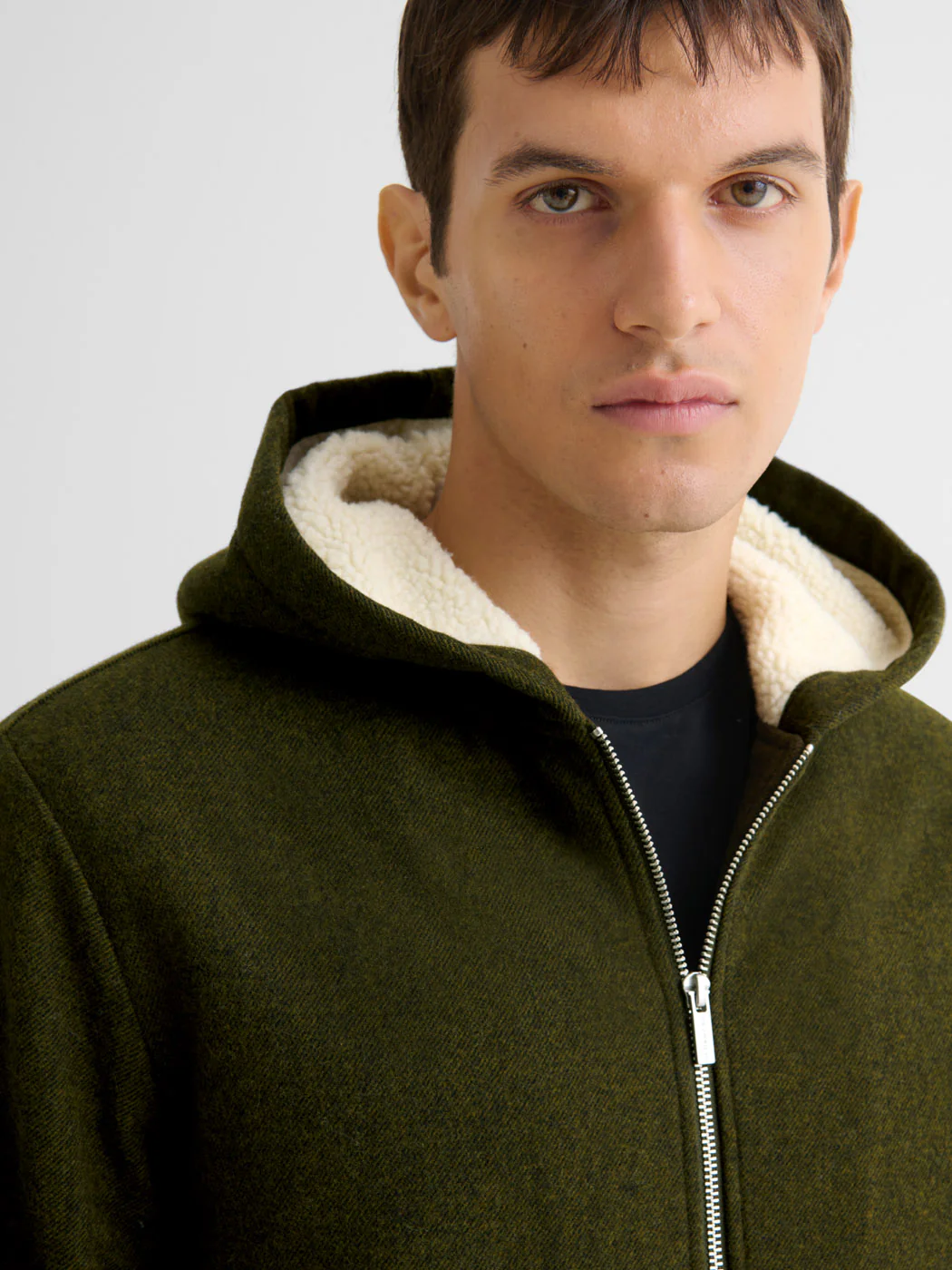 Blouson zippé à capuche en sherpa - Image 5