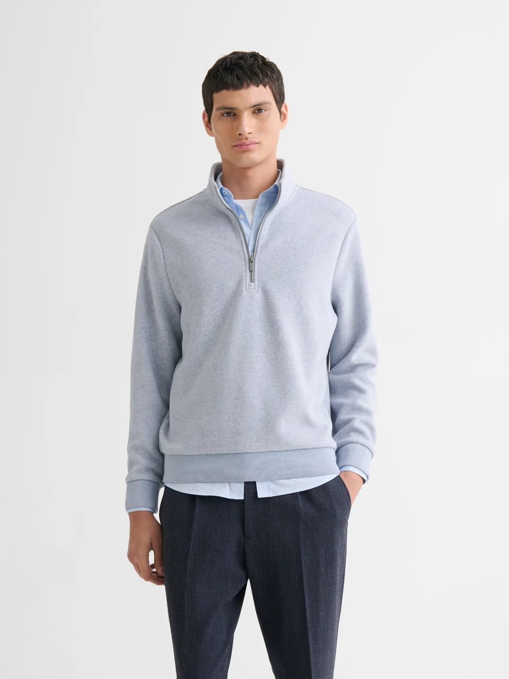 Sweat col montant zippé chiné