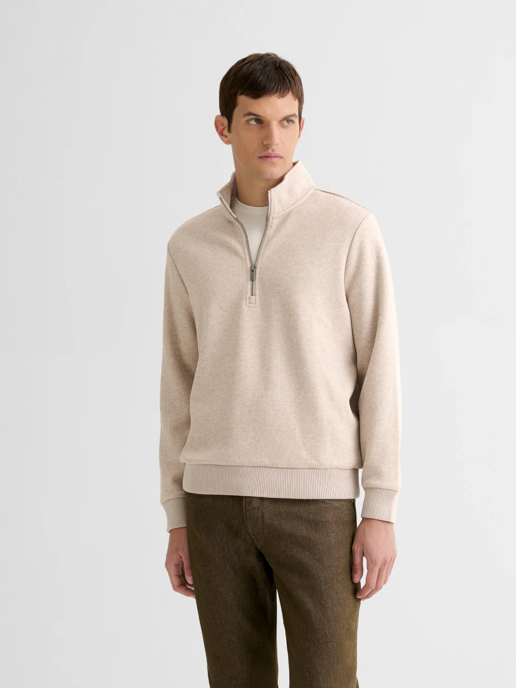 Sweat col montant zippé chiné