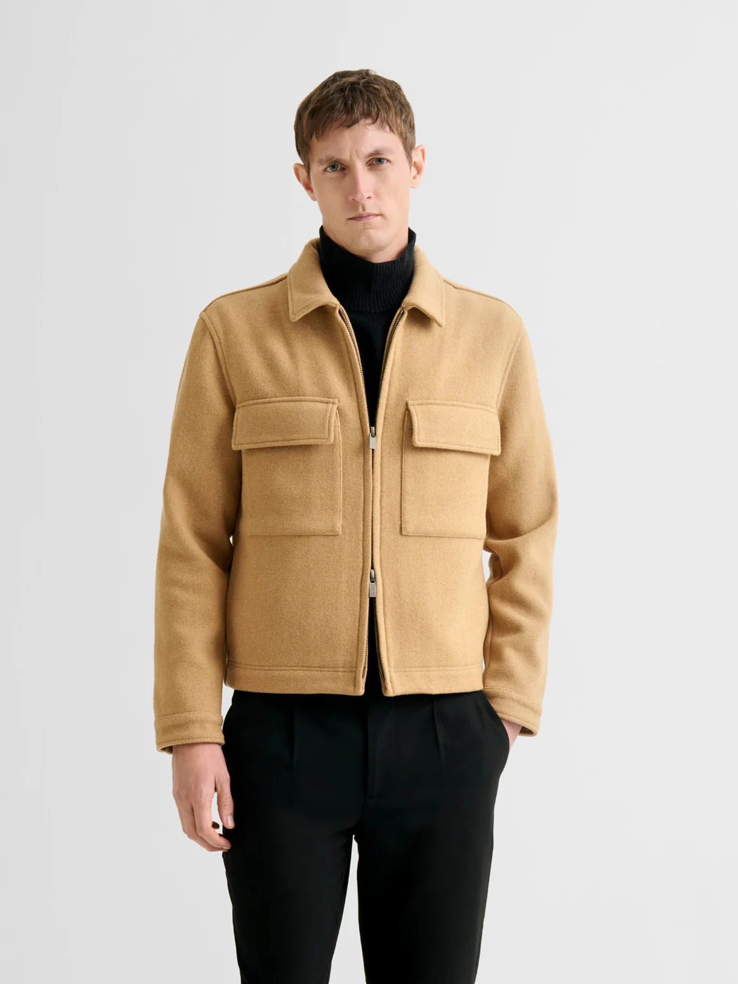Blouson col chemise effet laine bouillie