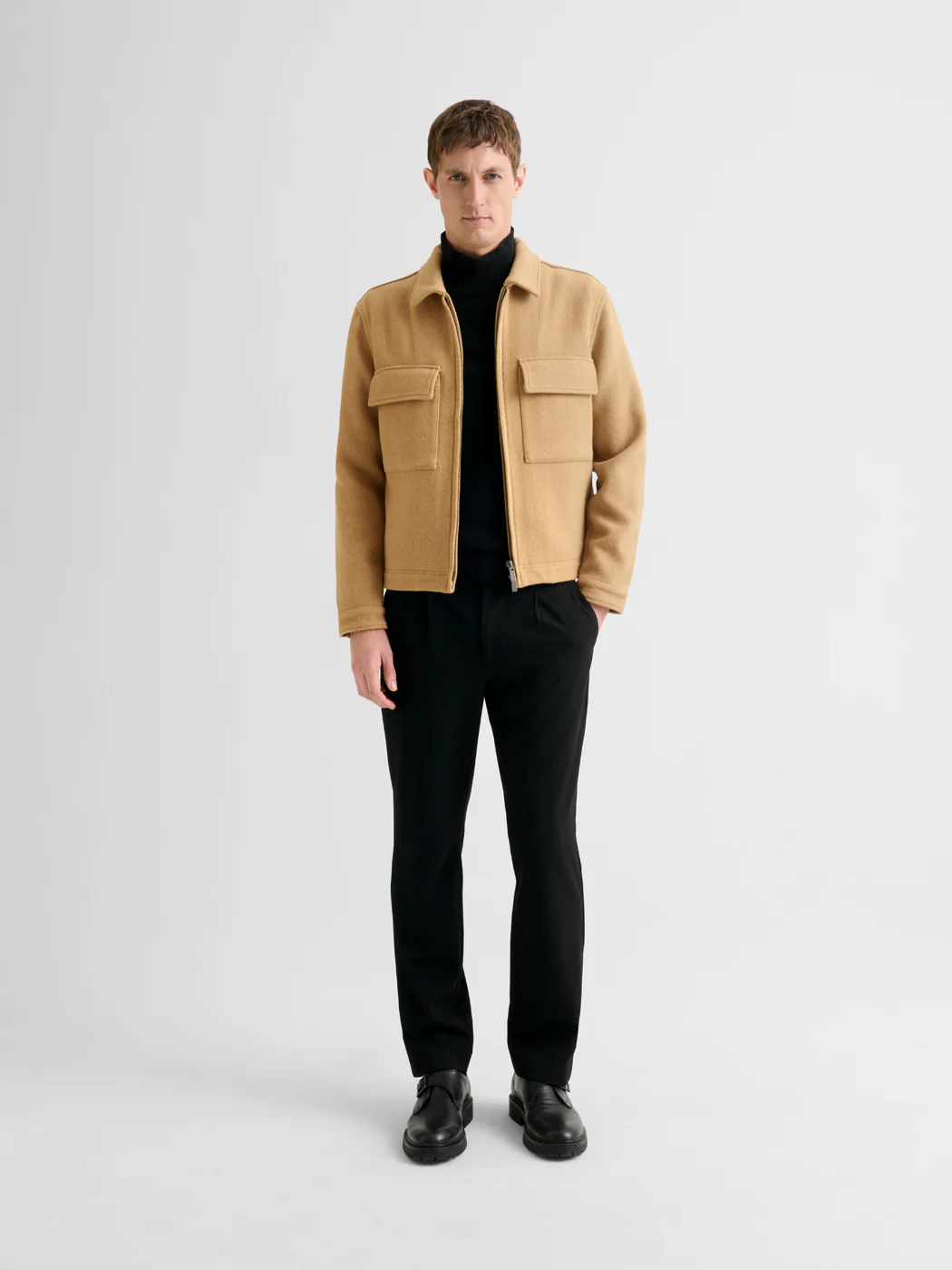 Blouson col chemise effet laine bouillie - Image 4
