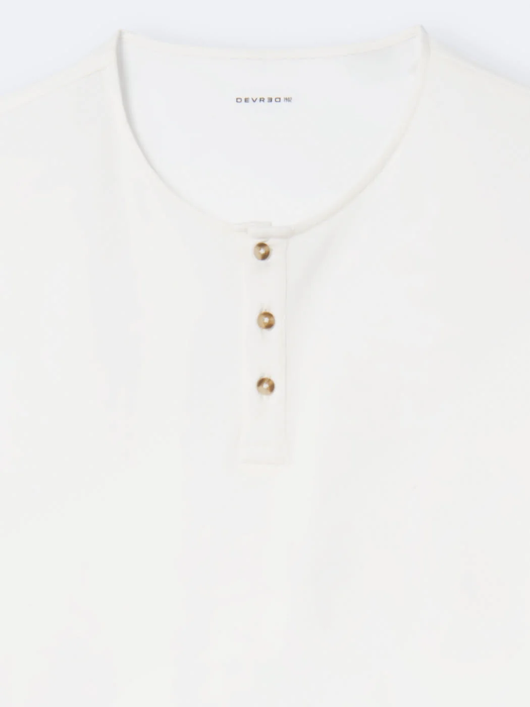 T-shirt col tunisien en coton lin - Image 5