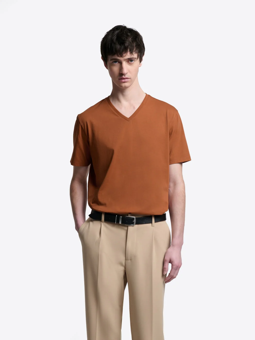 T-shirt col V en coton Supima®