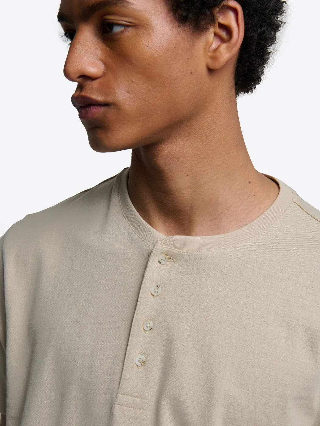 T-shirt col tunisien en coton - Image 4