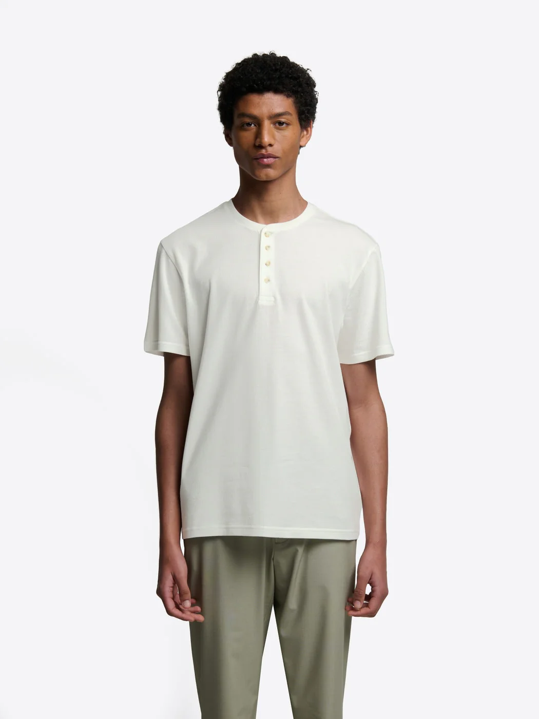 T-shirt col tunisien en coton