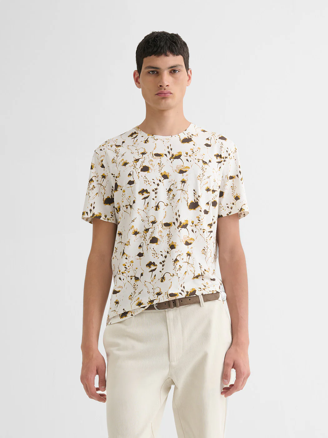 T-shirt col rond fleuri