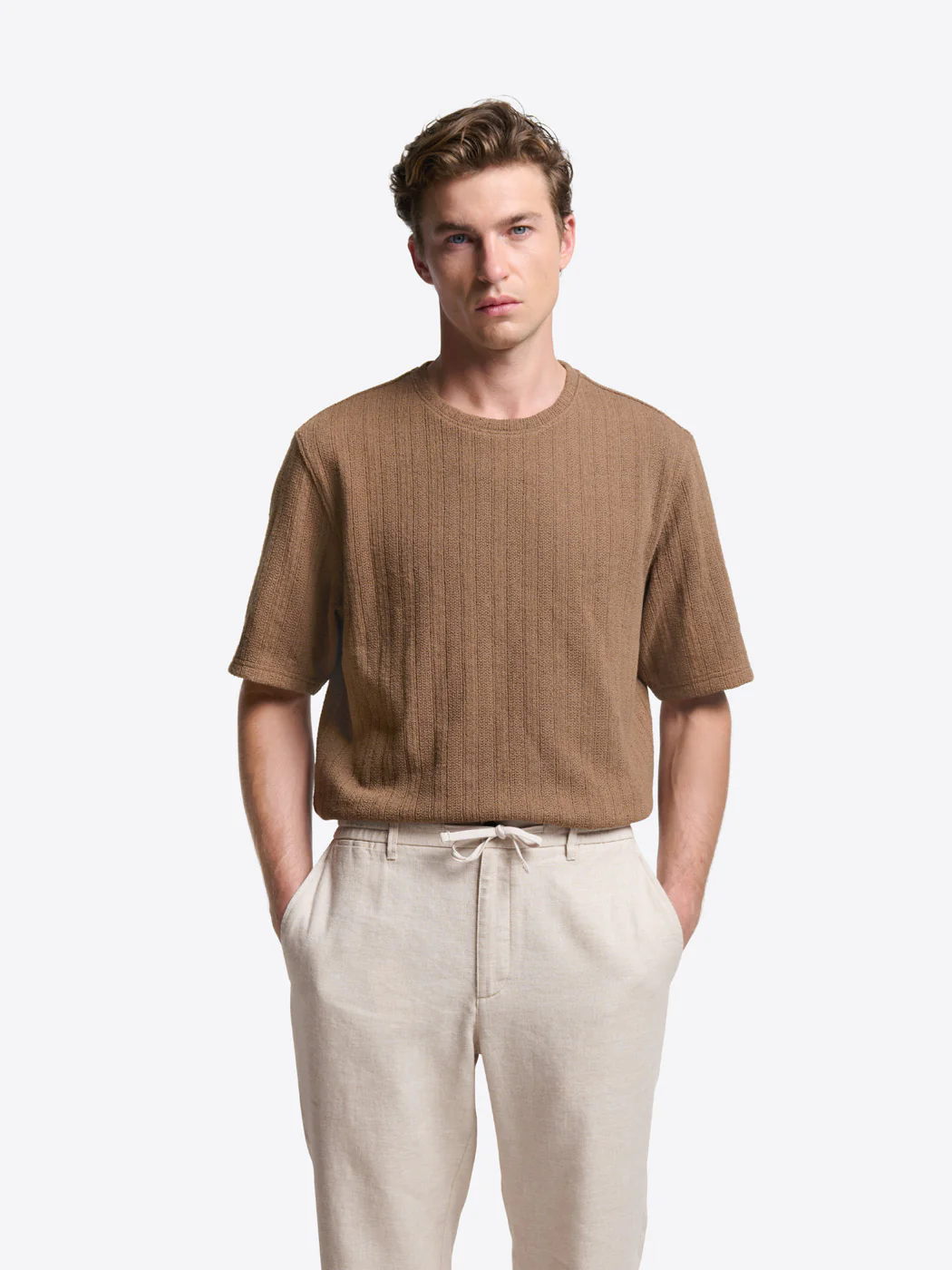 T-shirt col rond effet maille