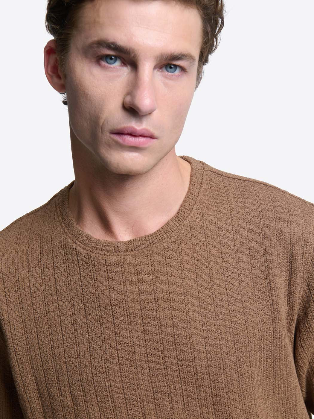 T-shirt col rond effet maille - Image 5