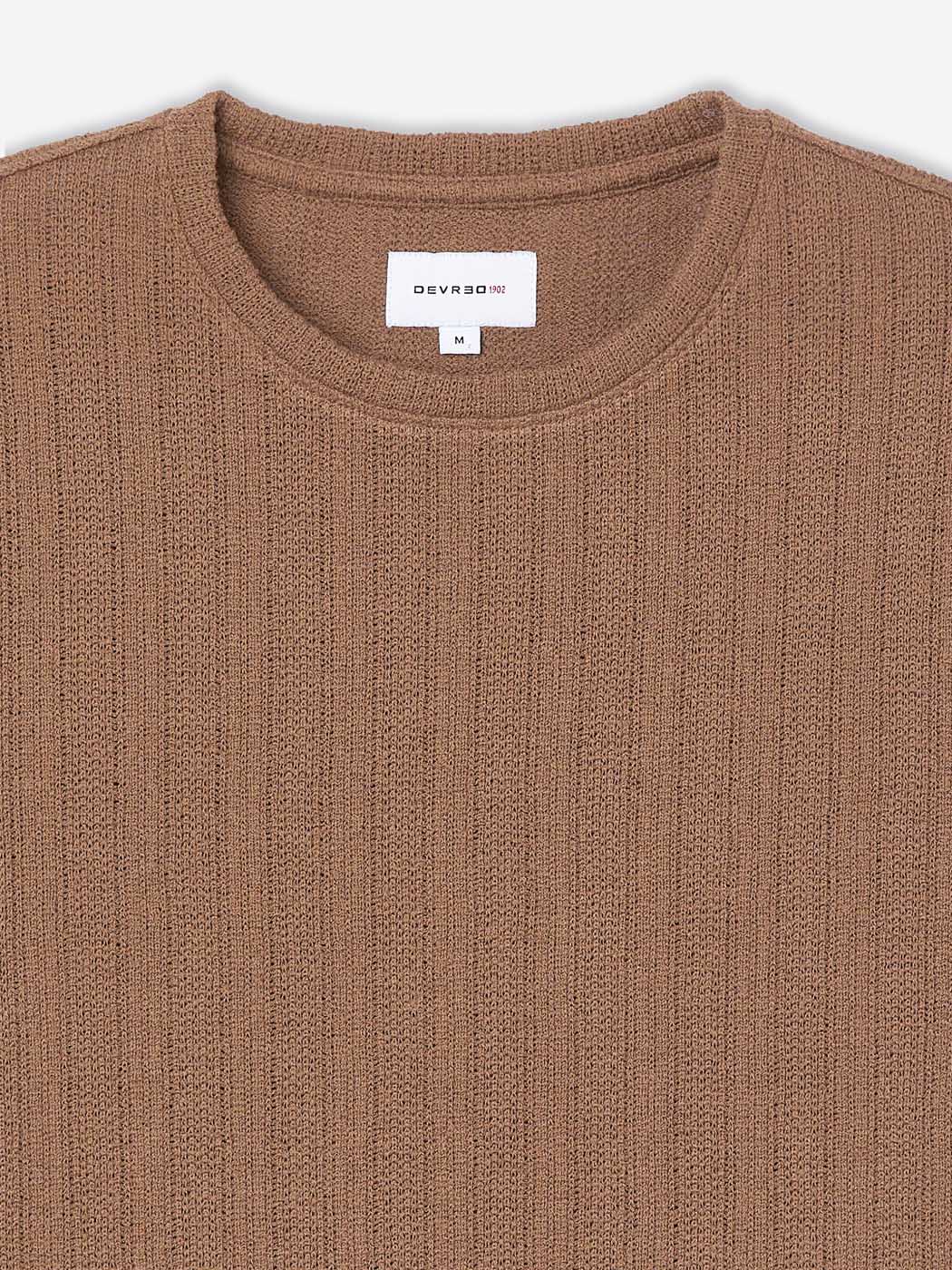 T-shirt col rond effet maille - Image 6