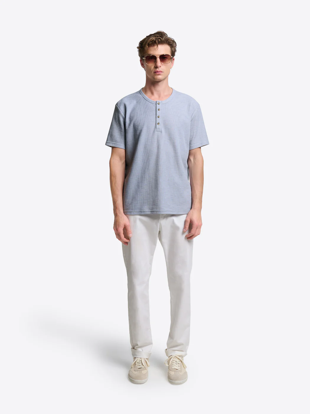 T-shirt col tunisien effet slub - Image 4