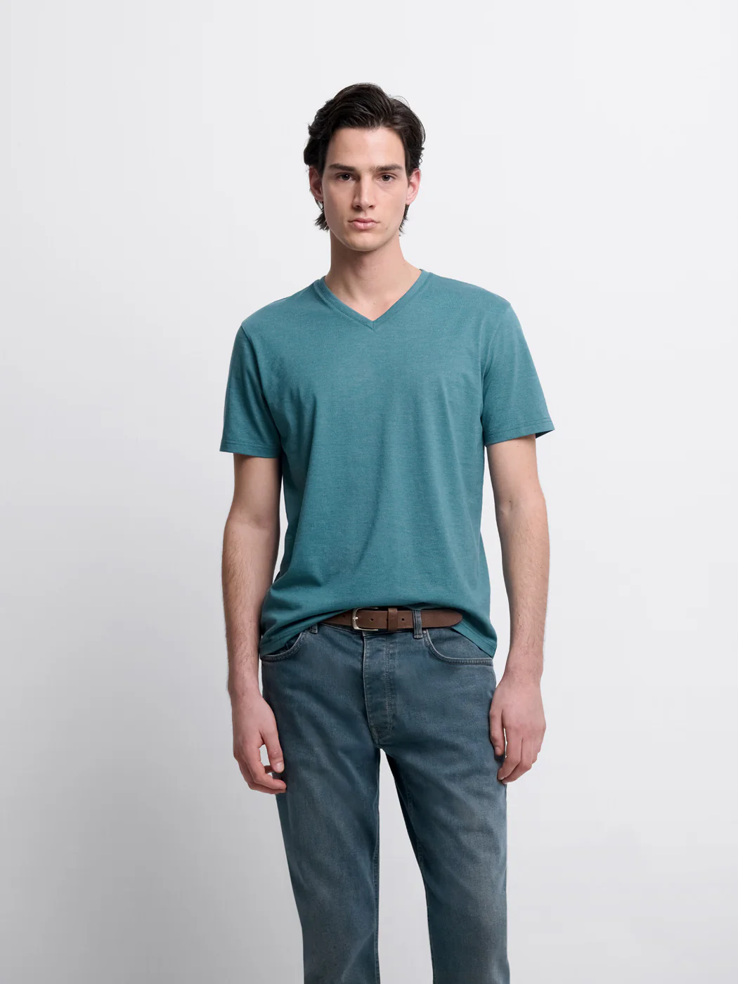 T-shirt col V en coton Supima®