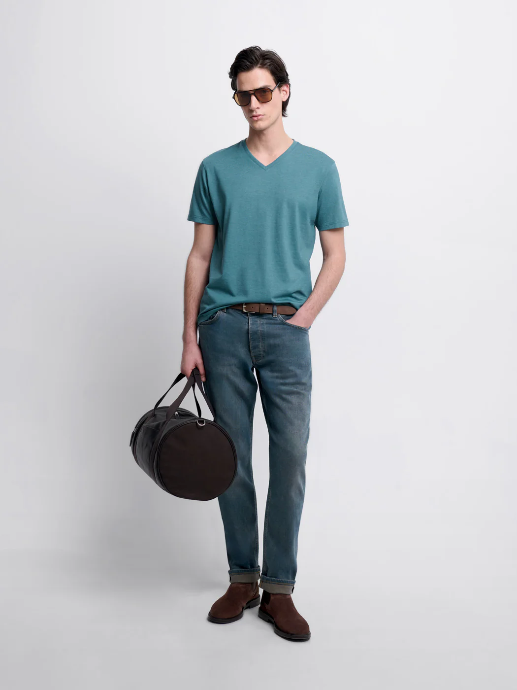 T-shirt col V en coton Supima® - Image 4