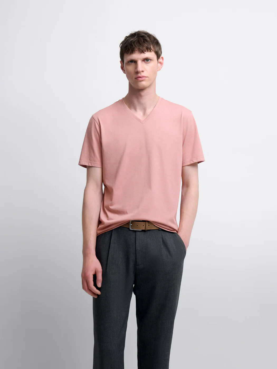 T-shirt col V en coton Supima®