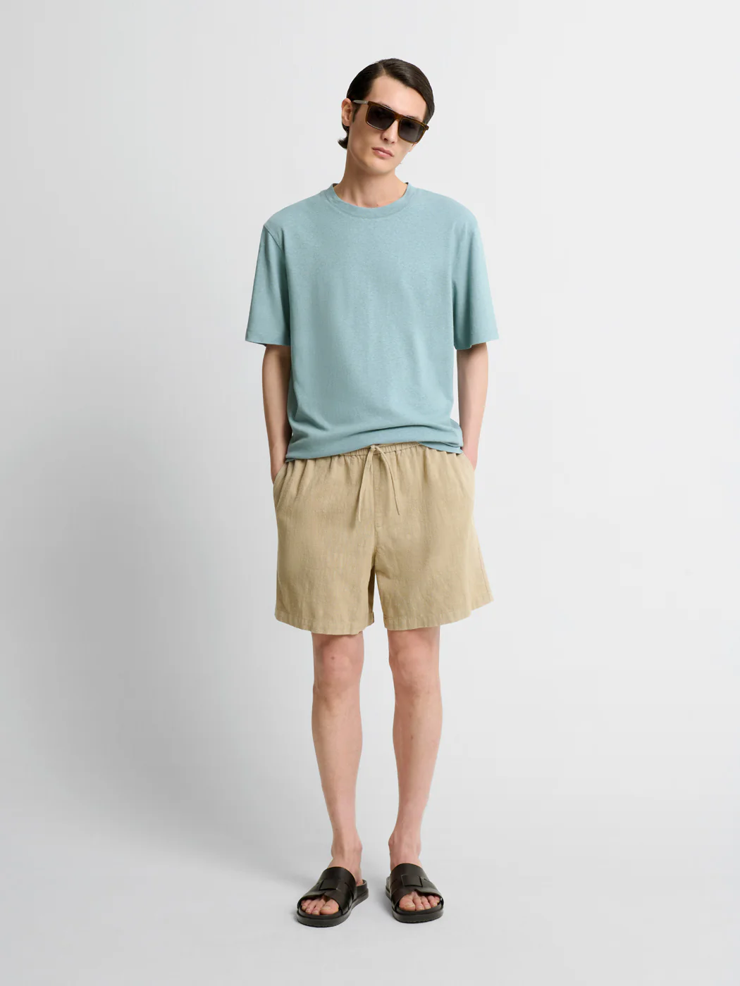 T-shirt col rond en coton lin - Image 4