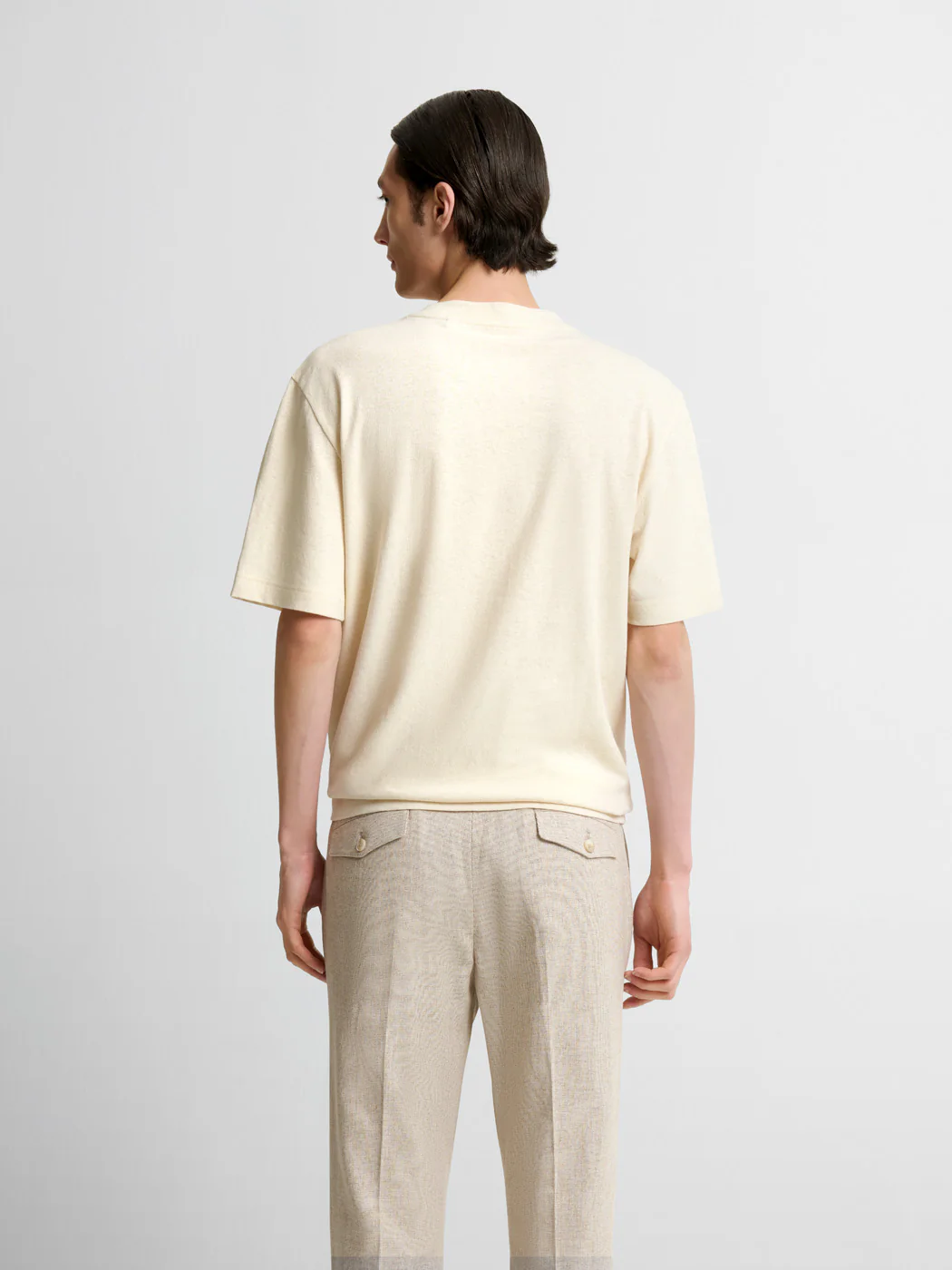 T-shirt col rond en coton lin - Image 2