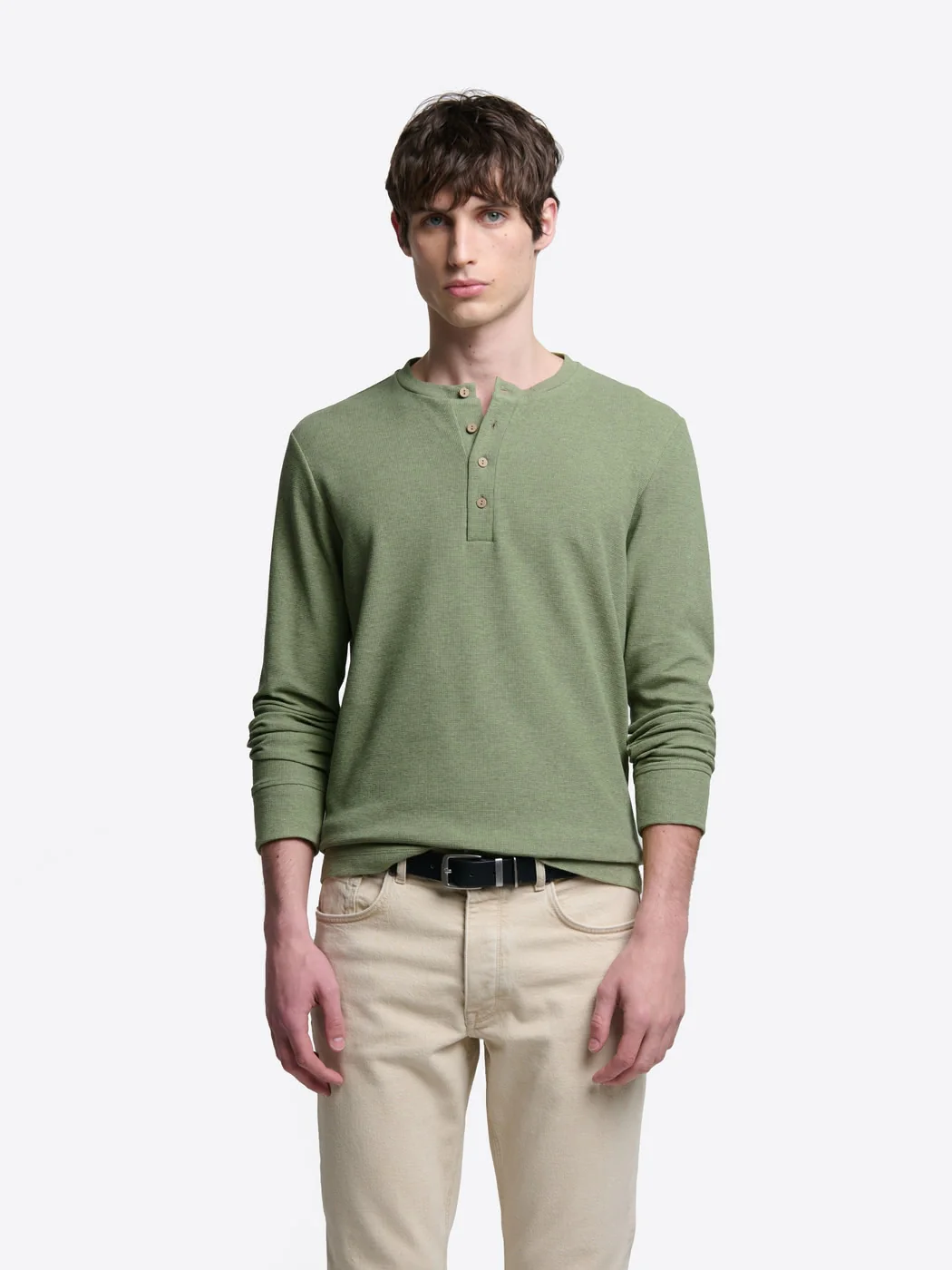 T-shirt col rond en coton chiné