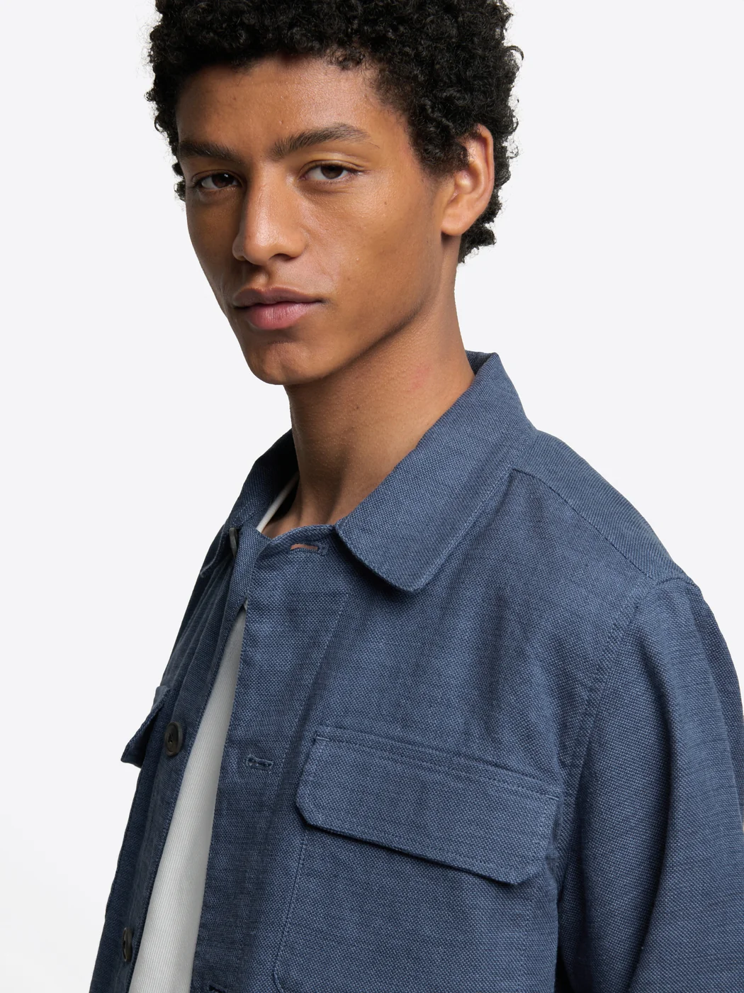 Veste regular en coton lin col chemise - Image 4