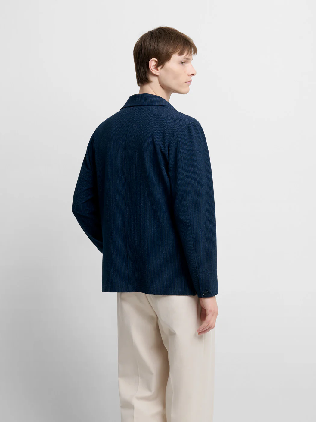 Veste regular col chemise en seersucker - Image 4