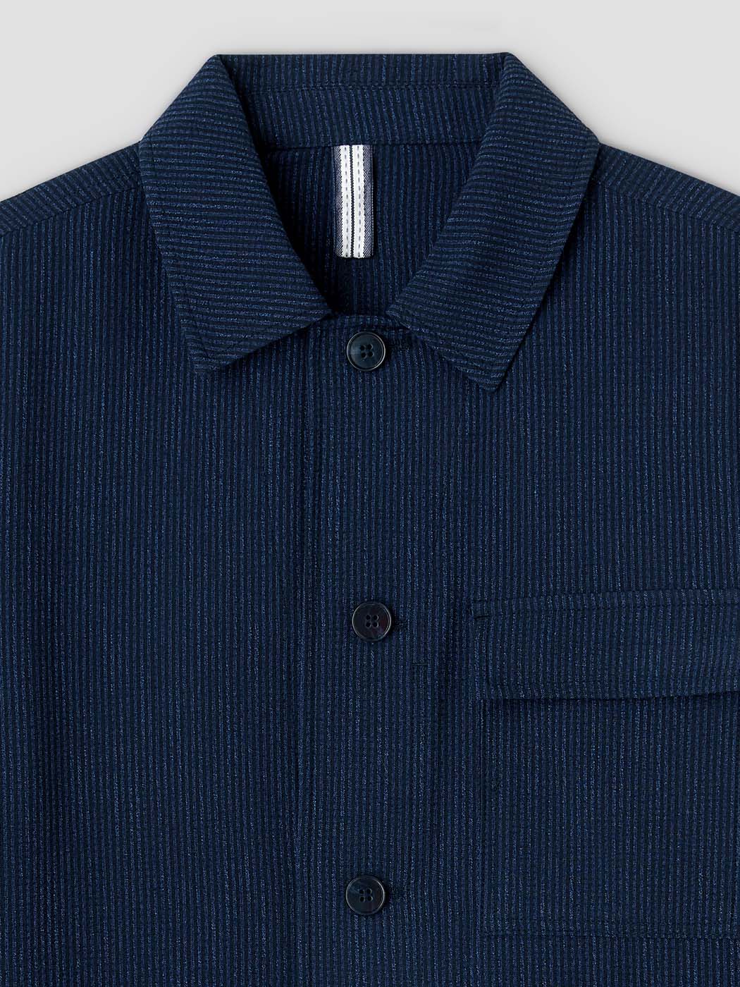 Veste regular col chemise en seersucker - Image 6