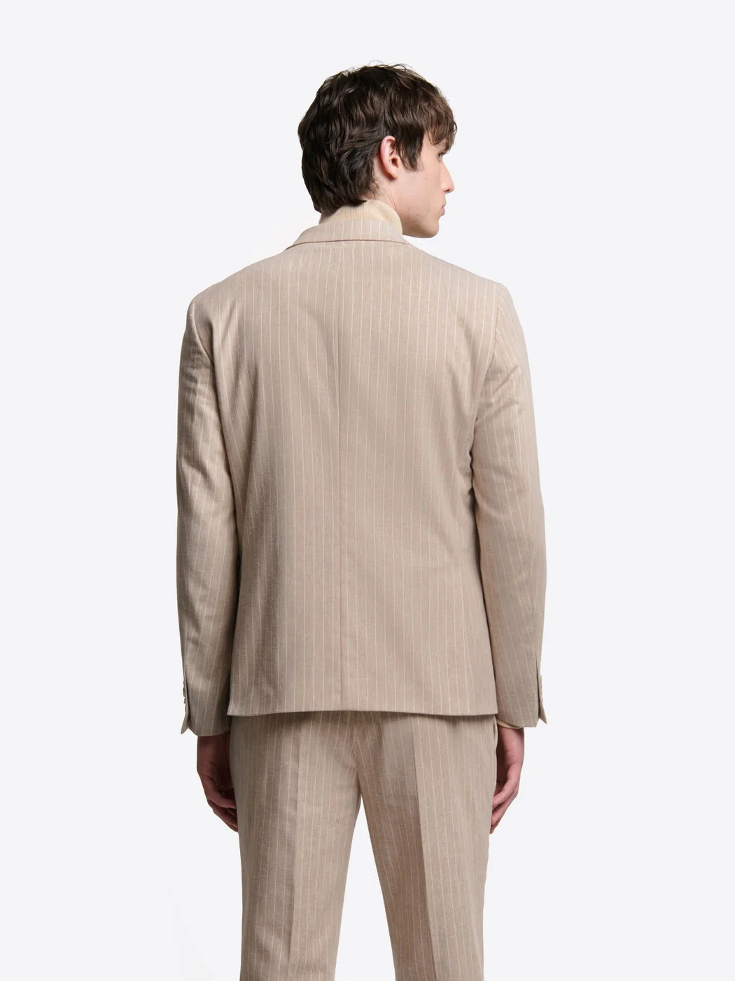 Veste de costume slim en lin à rayures - Image 4
