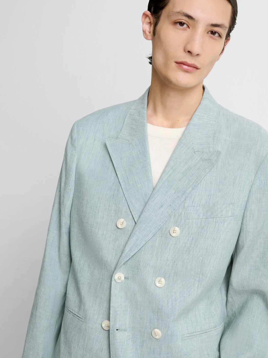 Veste de costume croisée en lin mélangé - Image 5