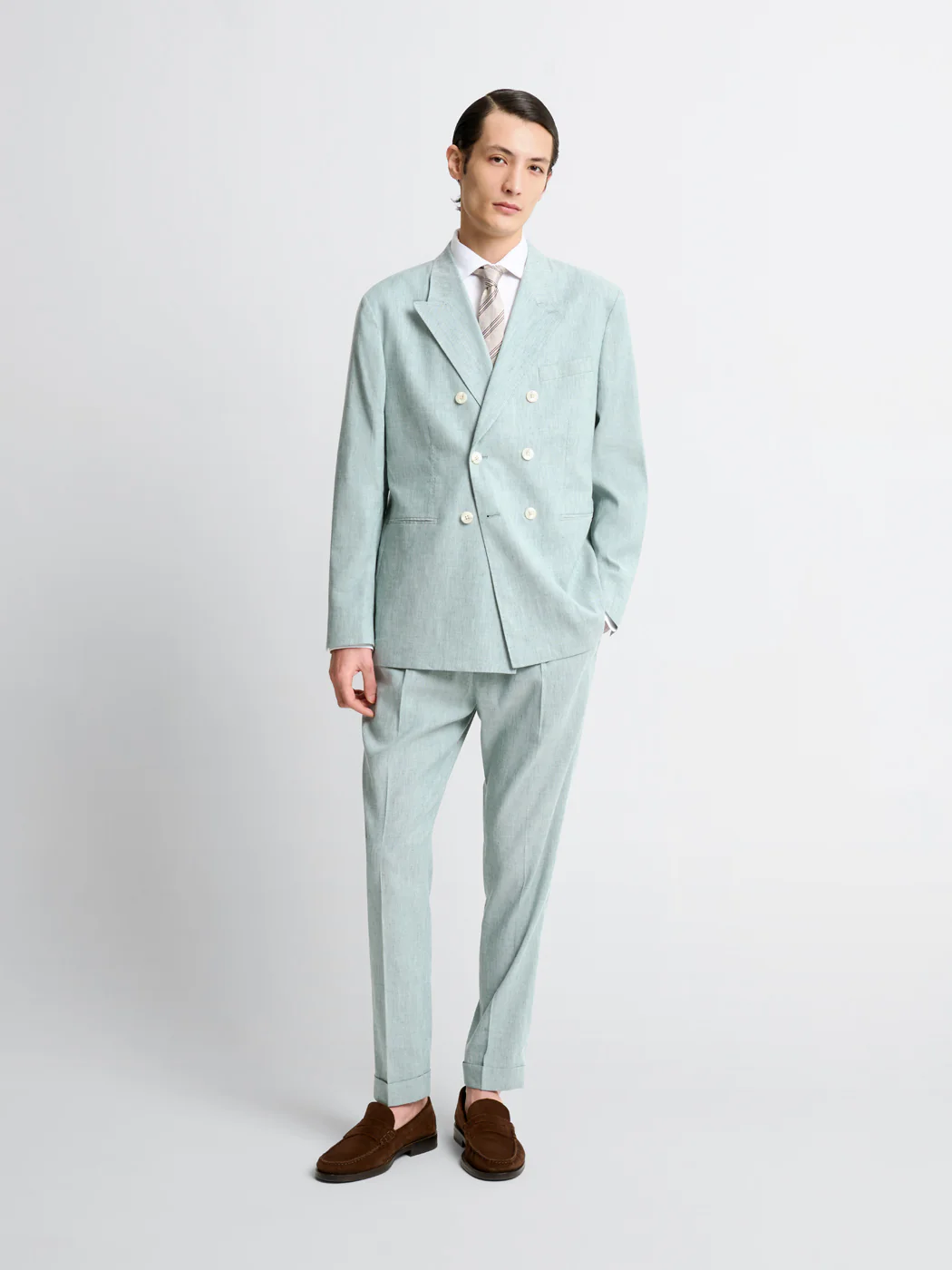 Veste de costume croisée en lin mélangé - Image 6