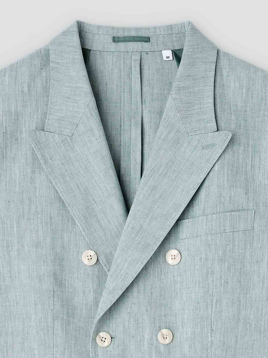 Veste de costume croisée en lin mélangé - Image 7